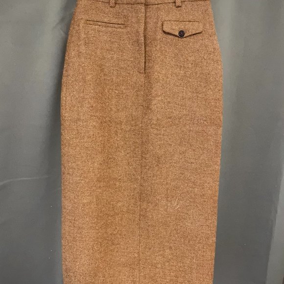 NWT 100% Wool Brown Maillard Vintage Style Pencil Skirt - Picture 1 of 6